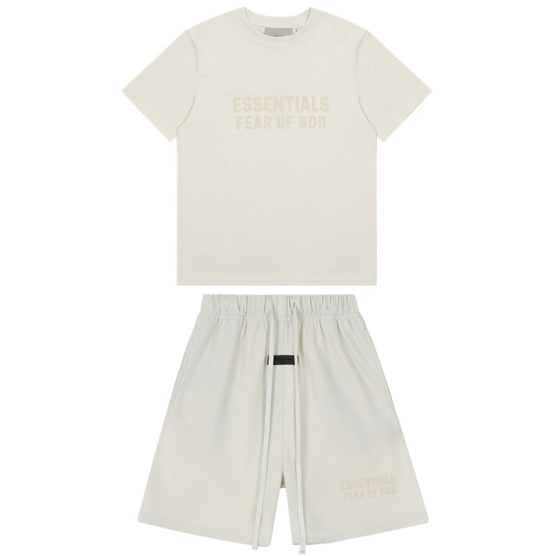 FOG de doble línea ESSENTIALS letras de silicona estéreo flocado de manga corta pantalones cortos deportivos casuales de la calle para hombres y mujeres de moda image 29