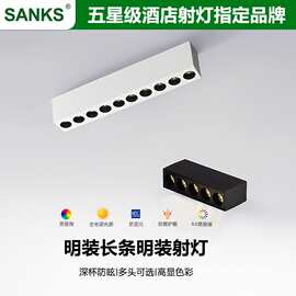 三棵松 led明装筒灯cob斗胆射灯客厅无主灯多头免开孔吸顶格栅灯