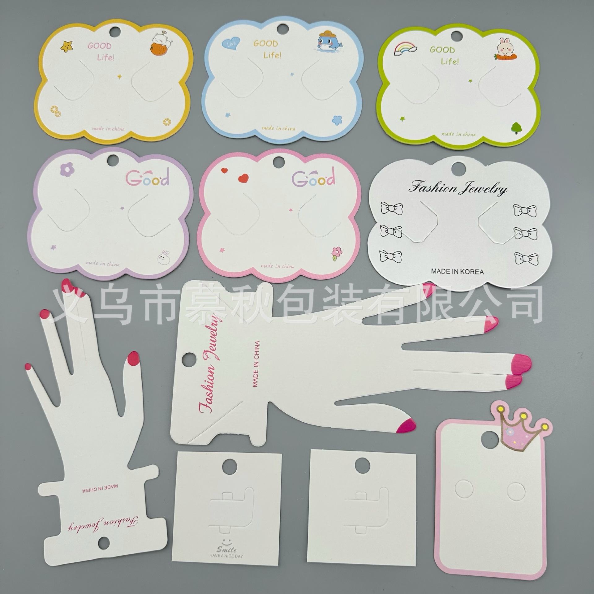 Tarjetas de papel de dibujos animados coloridos tarjetas de cabello nubes tarjetas Crown tarjetas de auriculares para niños tarjetas de pulsera de forma de dedo tarjetas de exhibición tarjetas de anillo