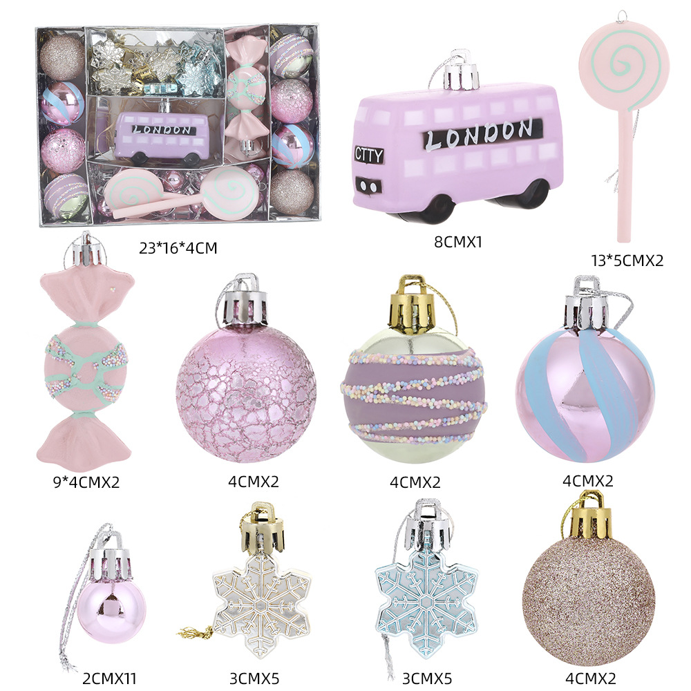 Decoración del hogar de Navidad caramelo macaron coche caja de bola de Navidad decoración de árbol de Navidad colgante de bola de forma diferente