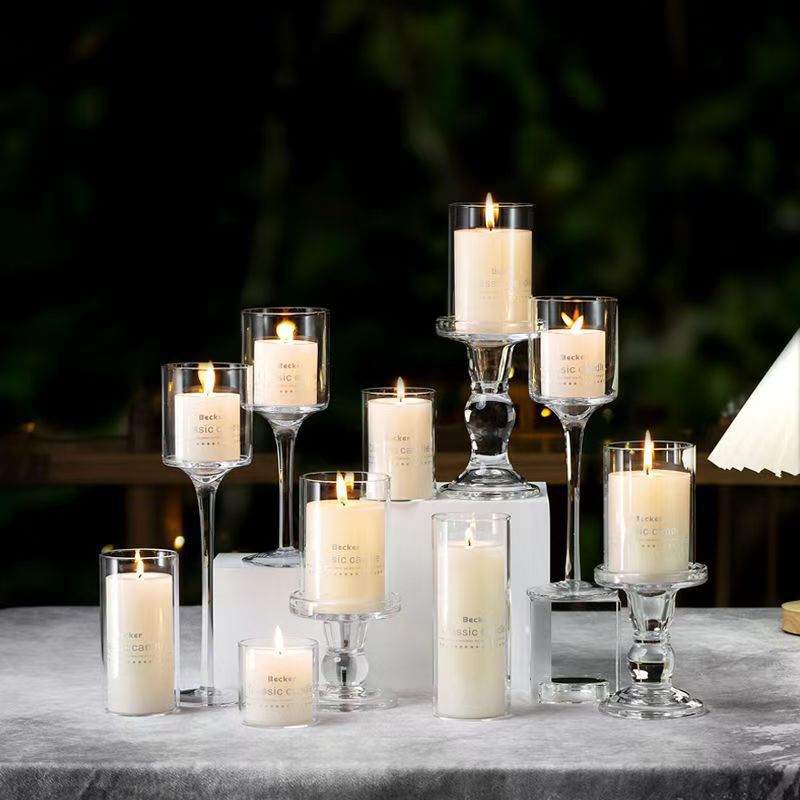 Portavelas de vidrio de borosilicato alto, vaso de velas transparente y engrosado resistente a altas temperaturas, vaso de velas de alto valor facial, vaso de velas domésticas