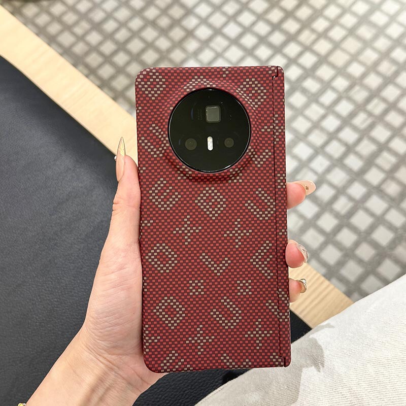 Honor Magicv3/V5 Dual Central Axis Foldableing Red Snake Scepter Mobile Phone Case Carbon Fiber Pattern Suitable for Vs2/Vs3 Case