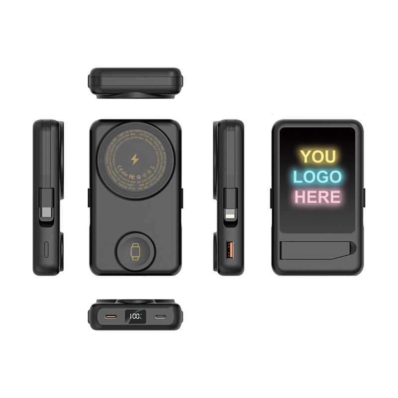 Magnetic Three-In-One Wireless Power Bank Watch Mobile Phone Charger Pd20W Fast Charging Ultra-Thin Luminous Mobile Power Supply Magnetic Three-In-One Wireless Power Bank Watch Mobile Phone Charger Pd20W Fast Charging Ultra-Thin Luminous Mobile Power Supply
