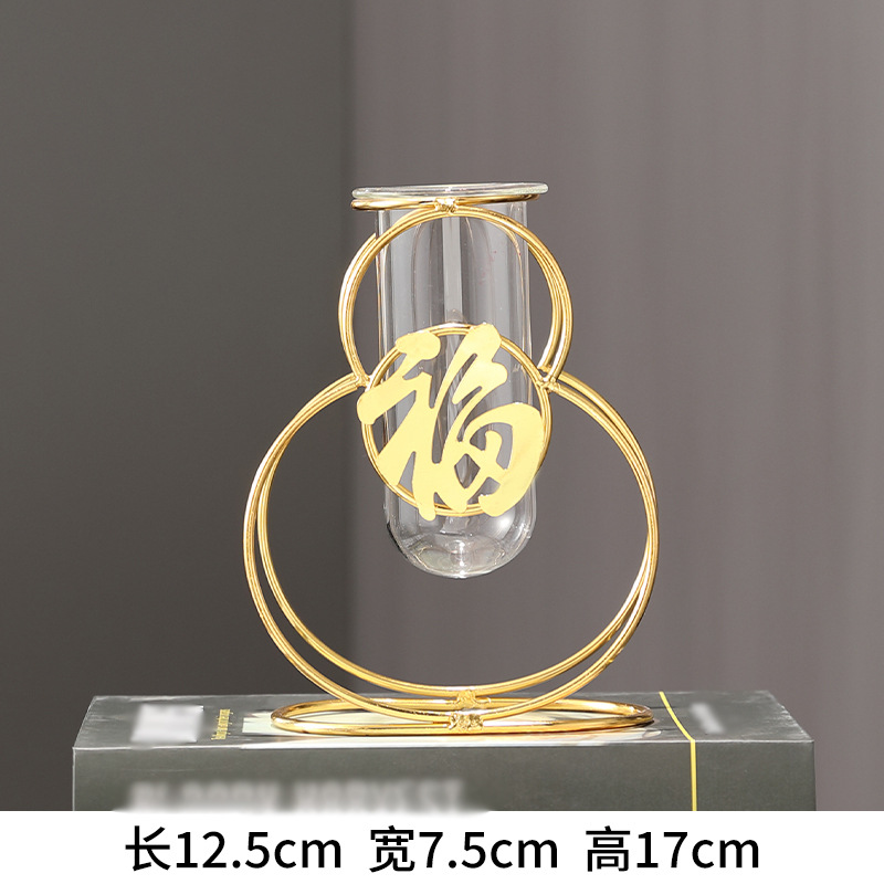 Fábrica al por mayor estilo chino hierro cerámica vidrio florero decoración flor seca flor hidropónica decoración salón comedor Mesa Decoración