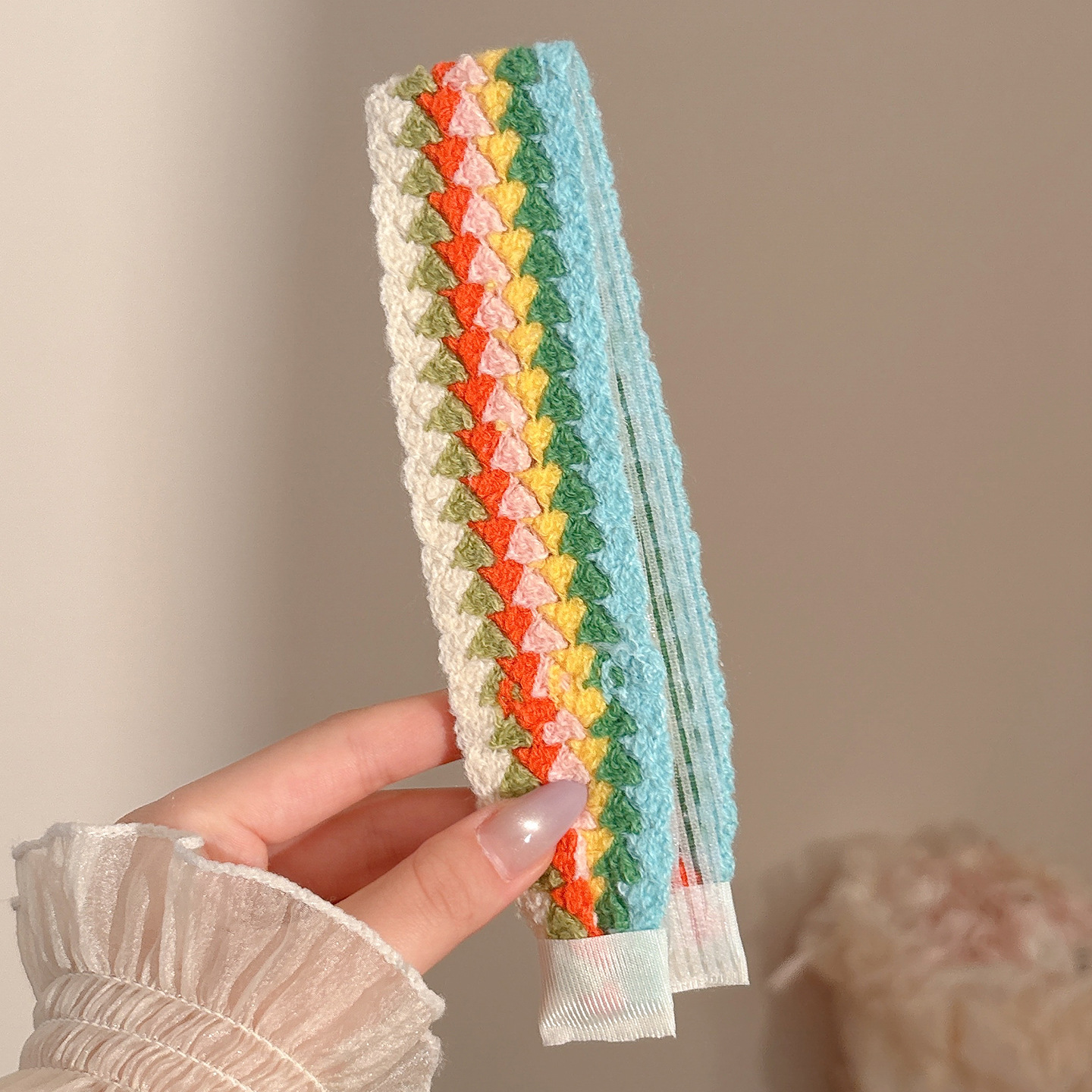 Flor francesa de punto frangeo pegatinas velcro pegatinas para el cabello de mujer no comprime el cabello correa de lavado de la cara banda de cabello tocado