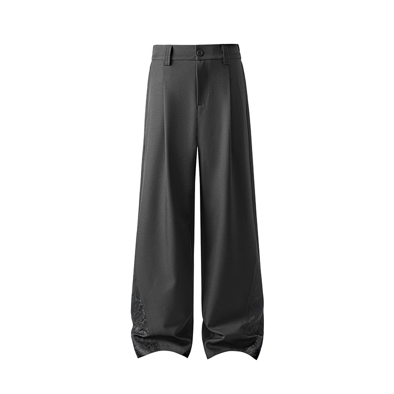New Chinese-style Men's Trousers For Spring, Trendy Brand With A High-end Feel, Dark Pattern Splicing, Casual Loose_voghion.com