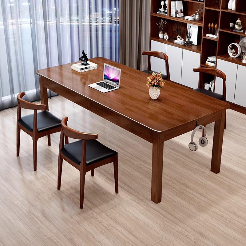Nordic Solid Wood Desk, Four-Person Office Desk, Home Computer Desk, Living Room Double Study Desk, Walnut Desk Nordic Solid Wood Desk, Four-Person Office Desk, Home Computer Desk, Living Room Double Study Desk, Walnut Desk