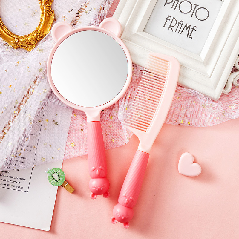 可爱卡通手持化妆镜学生女便携小巧随身手柄梳妆镜美妆镜美容镜子