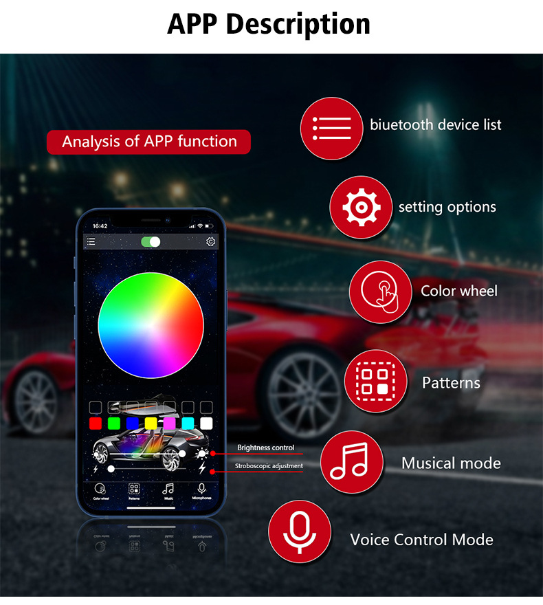 New upgraded solar-powered roof navigation light with Bluetooth APP + remote control, dual control multi-color ambient flashing warning light
