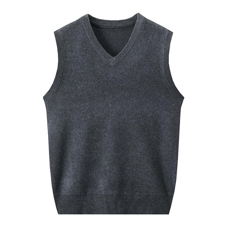 1 pieza de otoño e invierno chaleco de los hombres de color sólido con cuello en V de punto sin mangas suéter papá desgaste cálido chaleco engrosado chaleco image 9