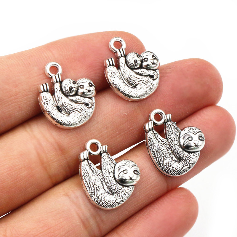 Alloy Sloth Animal Small Pendant DIY Jewelry Accessories Necklace Bracelet Pendant 17X15Mm 1.3g