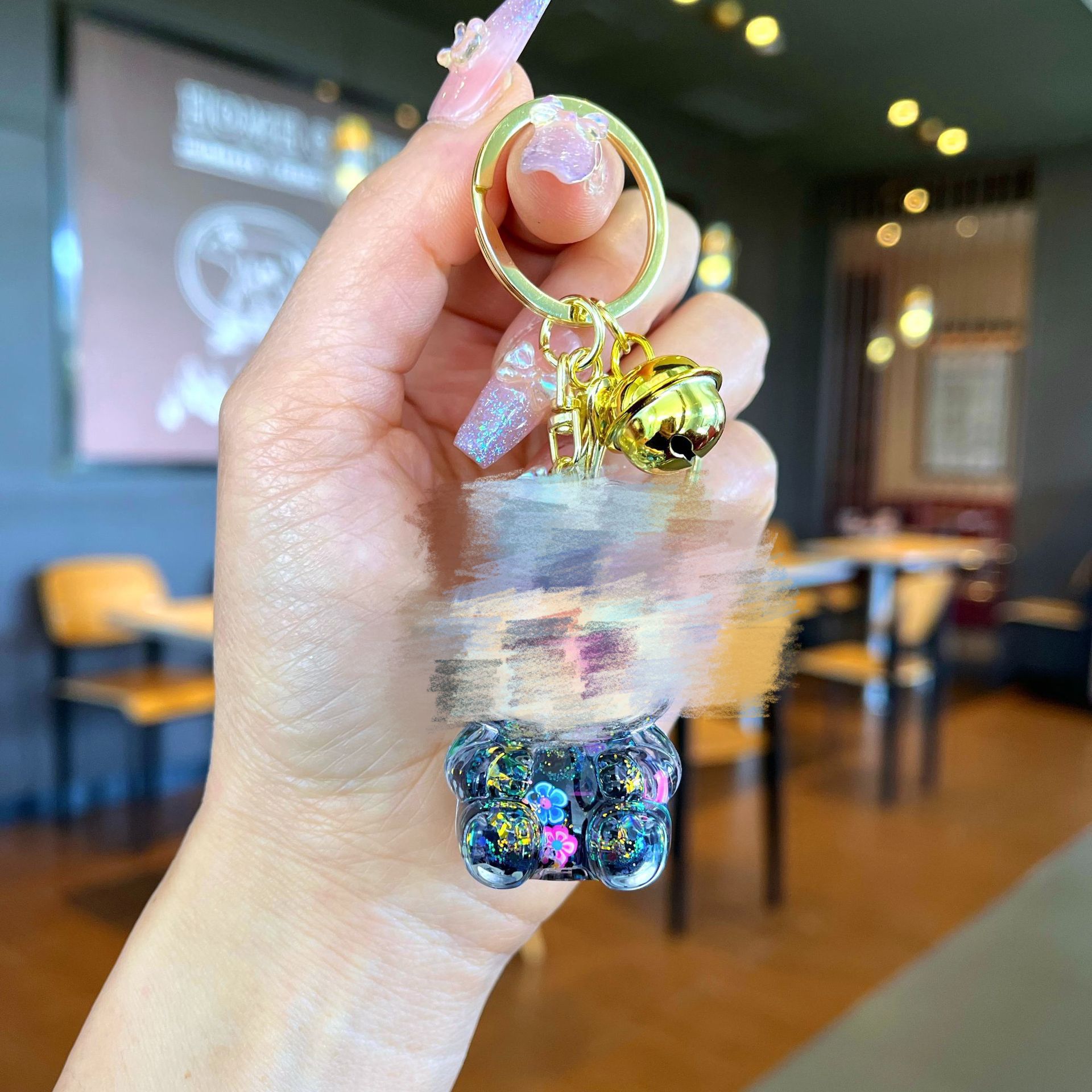 골드 하드웨어 [블랙] 야광 버블 비즈 스몰 천 천