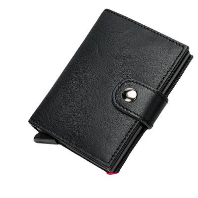 跨境新品真皮卡包铝合金信用卡盒自动弹出式rfid防盗刷名片夹现货|ms