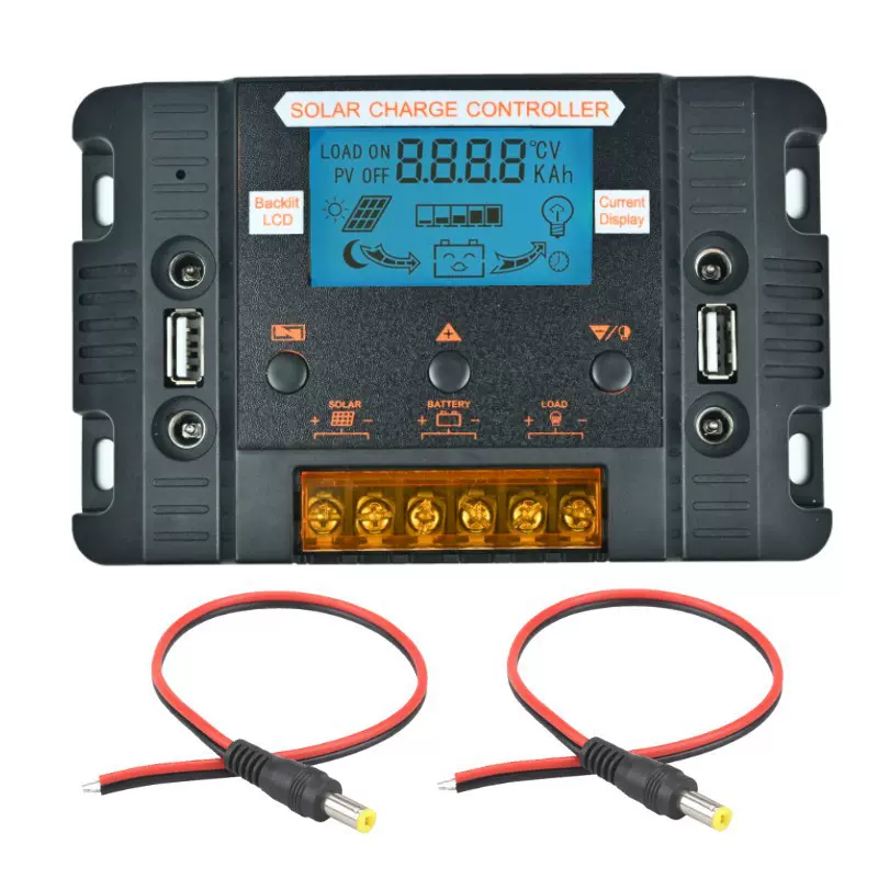 夜光显示12V24V30A太阳能控制器带DC+USB口光伏太阳能充电控制器