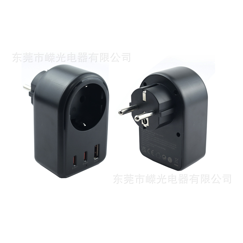 851DQ-DE欧规转欧式插座双USB type C快充旅游转换器德规转欧标