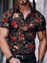 Q 16511 Hawaiian Print Short Sleeve Shirt ������ӡ���r��