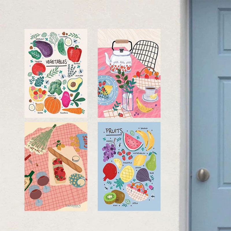 Insfeng Little fresh fruit and vegetable cartel cocina refrigerador comedor pared pegatinas dormitorio arte ilustración decoración pegatinas image 1