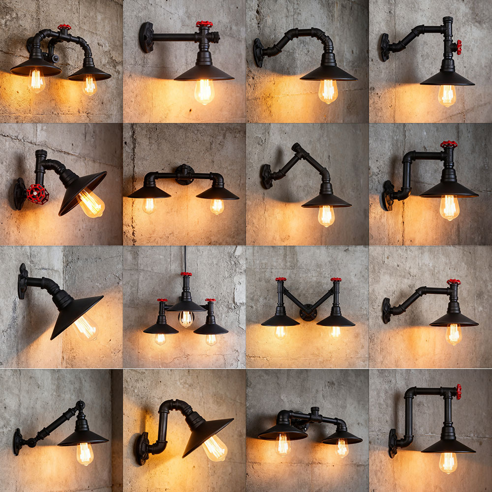 工业管壁灯 复古铁艺双头过道 别墅创意个性酒吧客厅装饰灯具