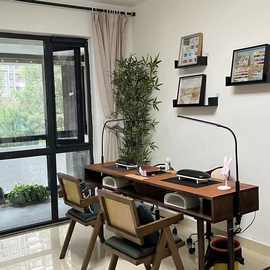 美甲实木胡桃桌子美式家用复古台单双人简约吸尘器桌椅套装经济型