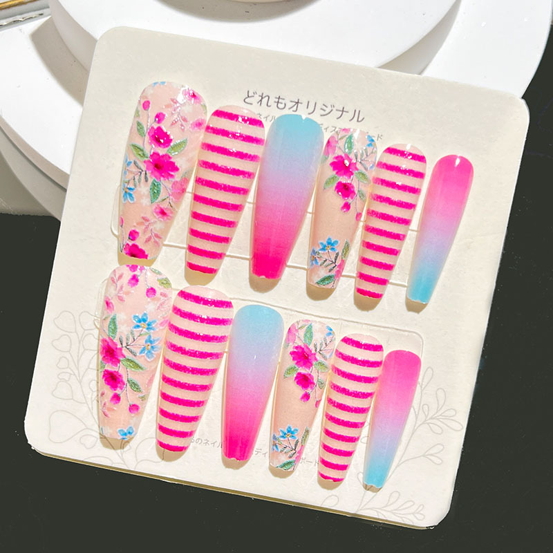 Nuevas uñas portátiles para adultos, uñas en relieve estéreo, parches de manicura, uñas postizas, uñas terminadas, uñas largas de ballet