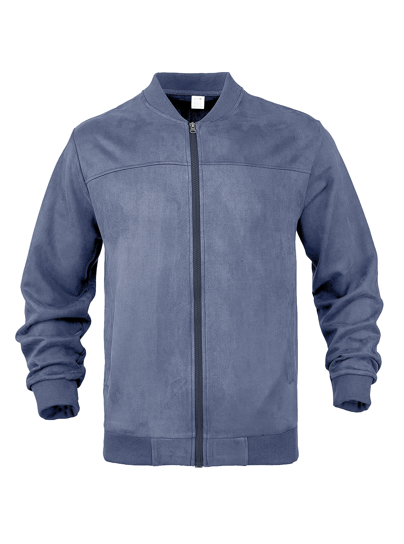 Transfronterizo nuevo Amazon gamuz hombre chaqueta de vuelo con cremallera europea y americana diseño de empalme de color sólido chaqueta simple