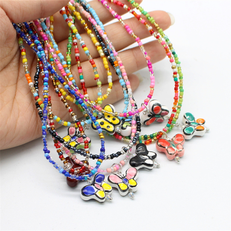 Retro Butterfly Beaded Womenu0027S Pendant Necklace 1 Piece