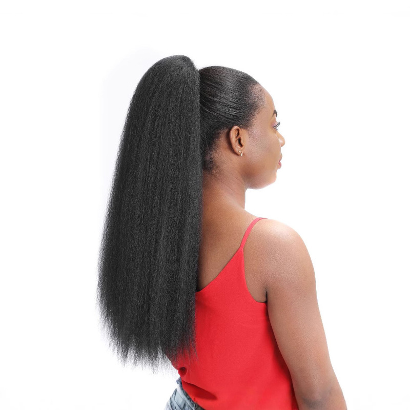 Wig Ponytail Long Curly Ponytail Yaki Fluffy Afro Wig Ponytail Corn Silk African Ponytail