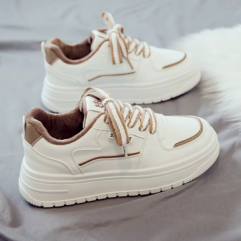 Winter warm white shoes, universal sports footwear, sneakers