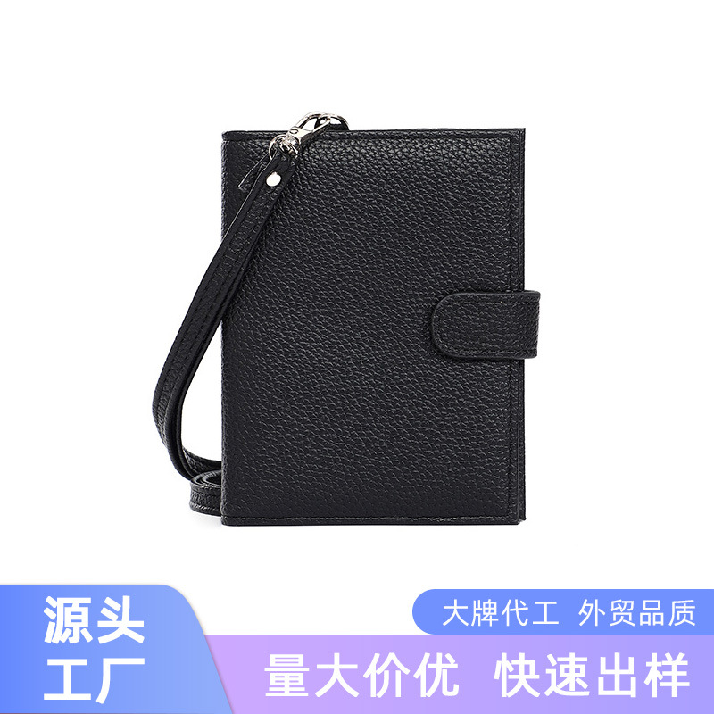 Nueva bolsa de pasaporte de cuero, billetera de identificación multifuncional ultrafina, bolsa de almacenamiento, hebilla de cremallera, carpeta de pasaporte de viaje personalizada