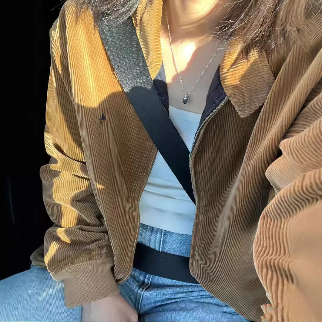 RL Ralph Pony Embroidery Old Money Style Corduroy Jacket, Unisex Retro Versatile Jacket, Dropshipping Available