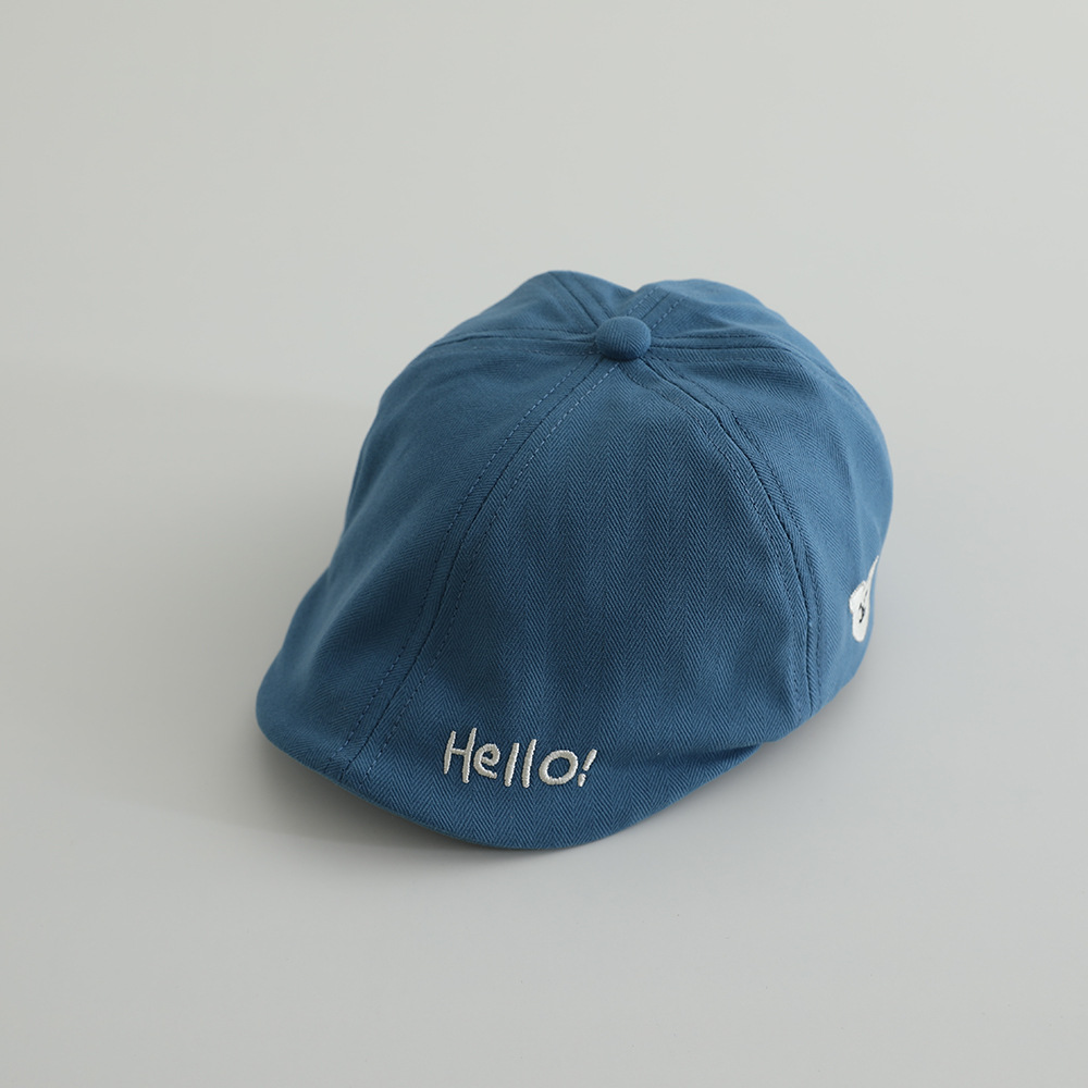 Primavera infantil anti-boina Hello letras coreana bordado sombrero hacia adelante primavera y otoño sombrero para hombres y mujeres