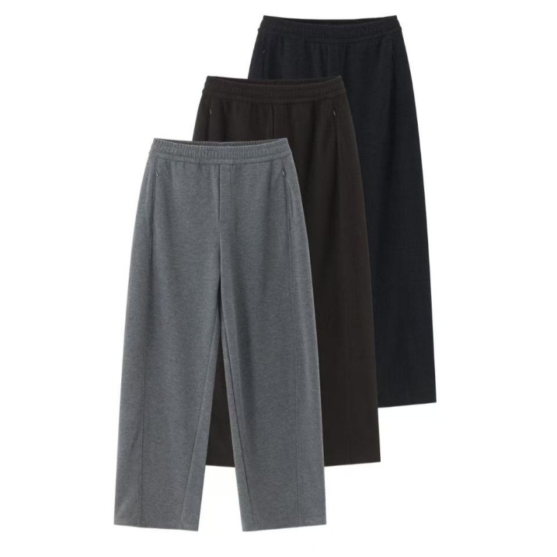 女2025秋季新款高腰宽松显瘦垂感百搭弯刀长裤休闲羊毛香蕉奶奶裤