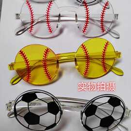 亚马逊外贸新款一体式太阳镜圆形糖果色可加印图片LOGO派对装饰镜