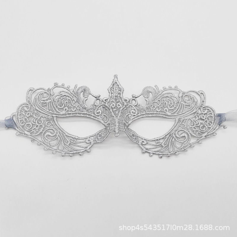 Máscaras de perforación de encaje de oro y plata transfronterizas, máscaras de fiesta de baile de maquillaje de damas con cara gruesa