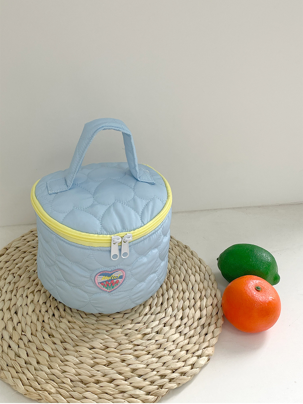 Amazon transfronterizo suministro/INS lindo acolchado amor bolsa de cosméticos bolsa de almacenamiento redondo