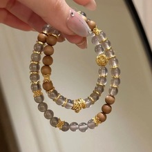 天然烟灰玛瑙老山檀新中式清冷感复古高级精致手串文玩手串批发