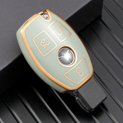 Car key bag Suitable for Mercedes-Benz C-Class C200Lglk300 - green-3-keys