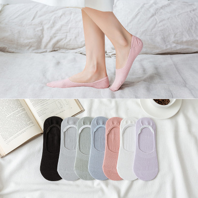 Children of socks in spring and summer Solid silica gel Shallow mouth Invisible socks Low-waisted Thin section lady Simplicity Boat socks A generation of fat