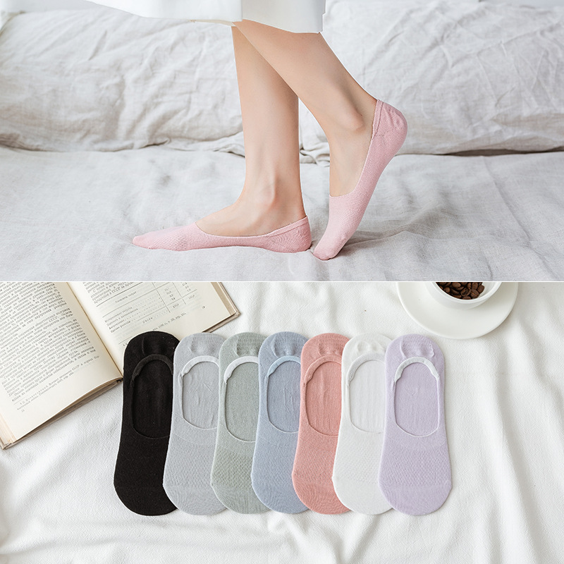 Children of socks in spring and summer Solid silica gel Shallow mouth Invisible socks Low-waisted Thin section lady Simplicity Boat socks A generation of fat
