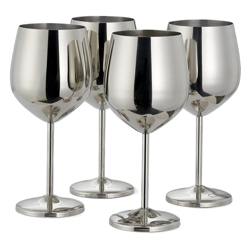 Acero inoxidable 304 de una sola capa copa de vino copa de acero inoxidable de vidrio de cobre de acero inoxidable cóctel copa de champán