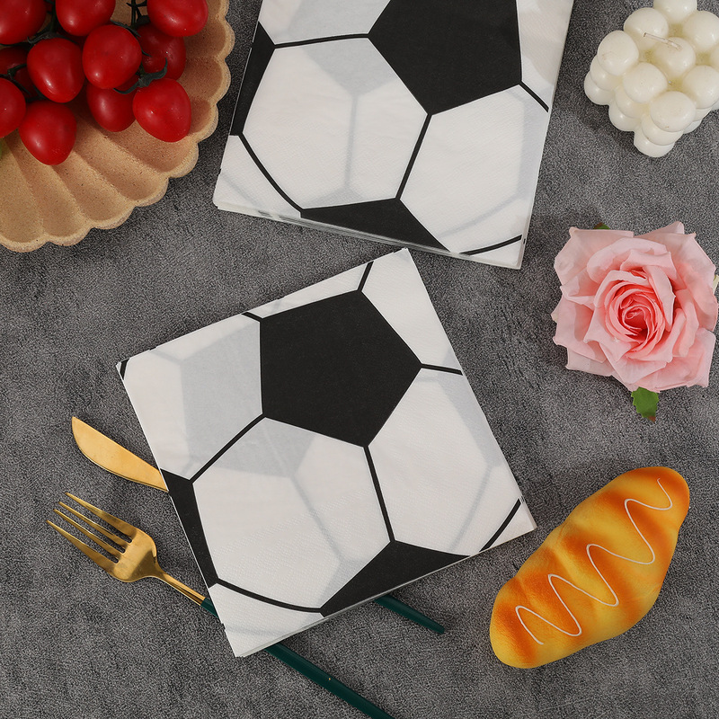 Black and White Football Theme Party Napkins Hotel Holiday Custom Logo Napkins Native Wood Pulp Home Napkins