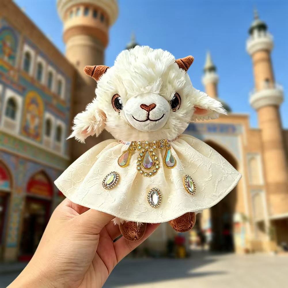 Wholesale Xinjiang Specialty Bead-Embroidered Hat Sheep Doll Ethnic Style Cute Woolen Creative Souvenir Gift Pendant
