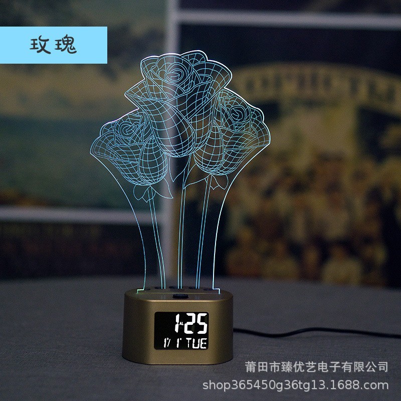Reloj despertador infantil 3D creativo de venta caliente, luz nocturna multifunción, reloj electrónico de regalo, venta directa de fábrica