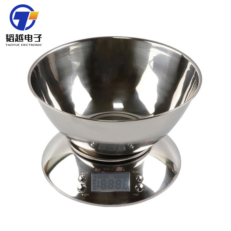跨境批发不锈钢测量碗 精度5kg1g烘焙食物克秤 可拆卸式大碗秤