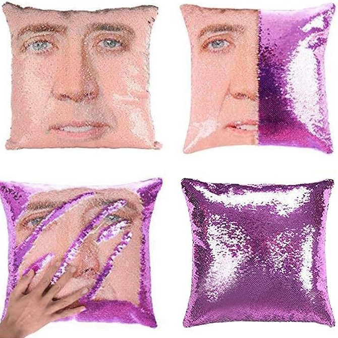 跨境爆款亮片抱枕套魔术枕套美人鱼枕头套耐高温可热转印沙发