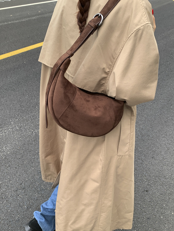 复古包包女秋冬大容量时尚单肩包复古绒布饺子包潮流小众设计女包|undefined