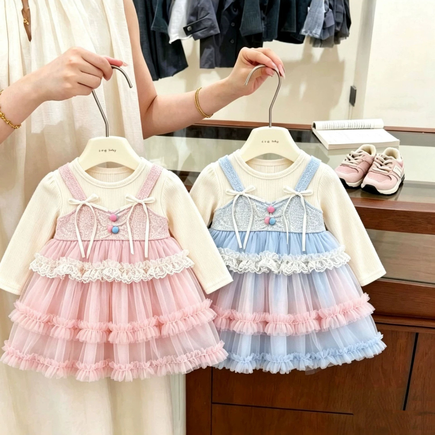 2026网纱女童秋装洋气连衣裙宝宝新款长袖公主裙子儿童礼服甜美风