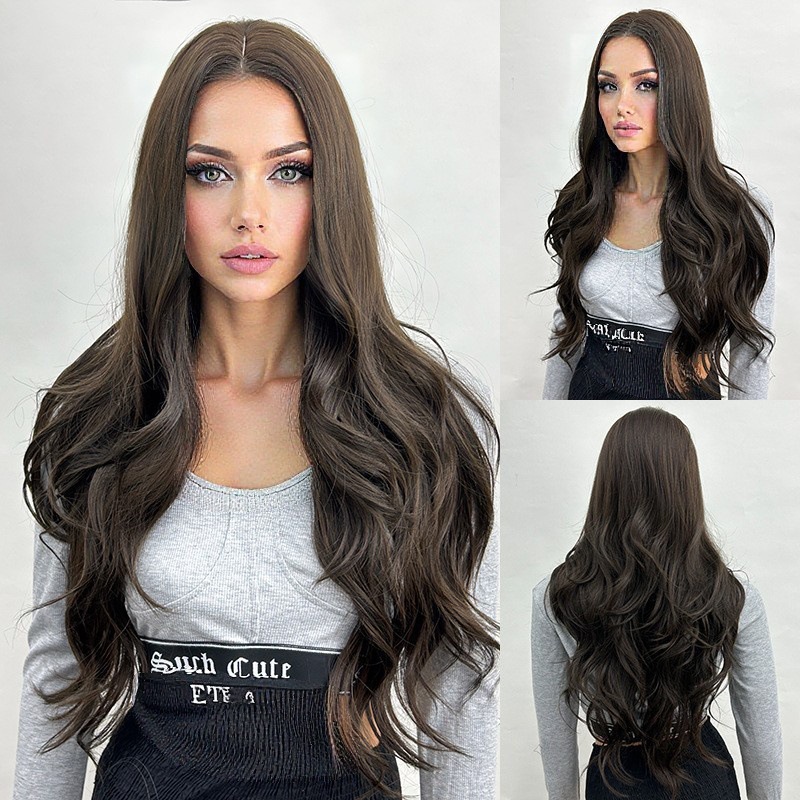Curly Layered Wig Full Length Cosplay Style Gradient Beige Pink Wig For Women With Bangs Synthetic Hair Extensions_voghion.com