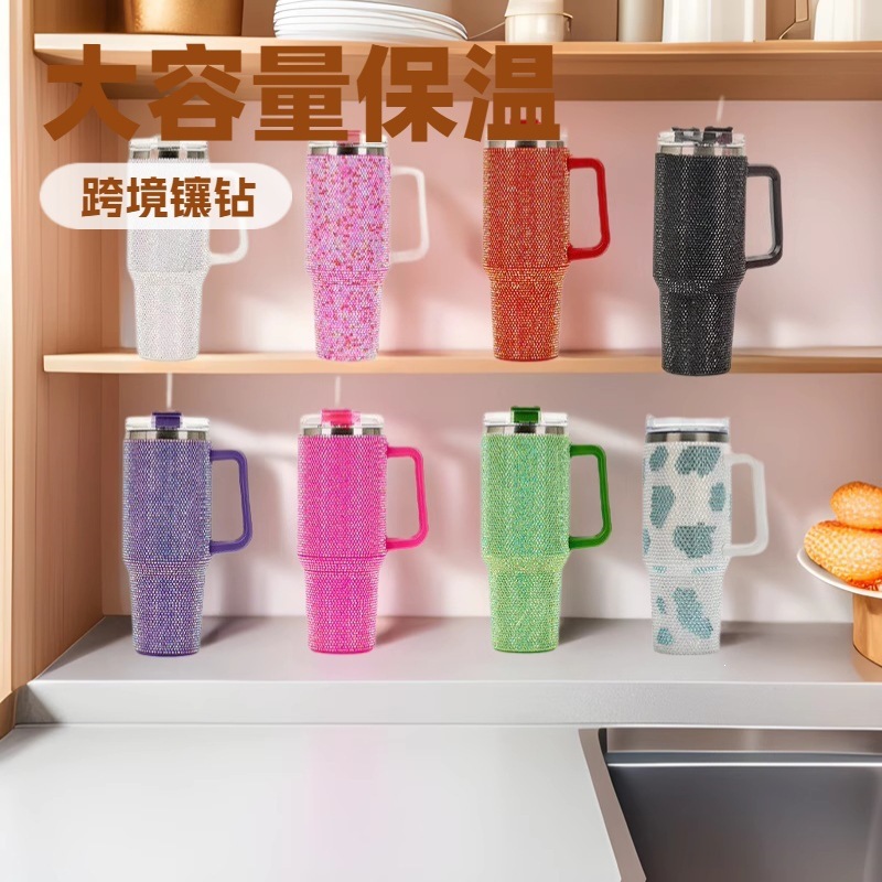 Taza de automóvil transfronteriza de 40oz con mango 304 taza de aislamiento frío taza de hielo taza de automóvil transfronteriza de gran capacidad