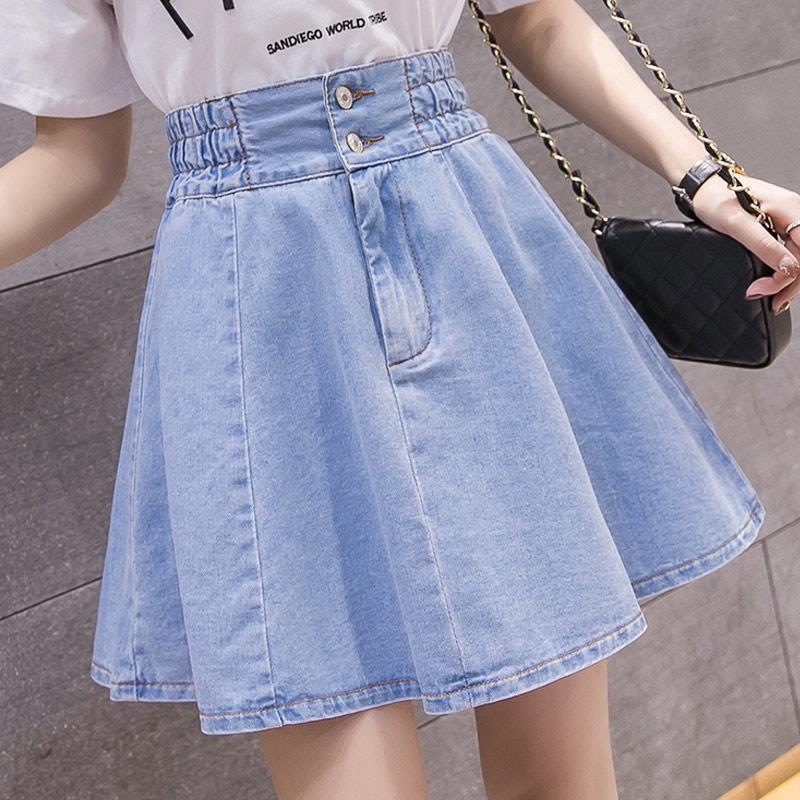 Cross-border Denim Skirt Skirt New Waist Pants Skirt Pleated Skirt Anti-light A- line Female Student Ponted Skirt Summer Cross-border Denim Skirt Skirt New Waist Pants Skirt Pleated Skirt Anti-light A- line Female Student Ponted Skirt Summer
